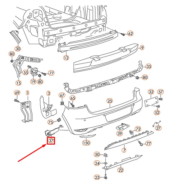 NEW VOLKSWAGEN GOLF MK6 REAR BUMPER LEFT ADAPTER 5K6802397 ORIGINAL