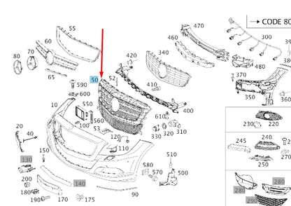 NEW MERCEDES-BENZ CLS C218 RADIATOR GRILLE COVER A2188850700 ORIGINAL