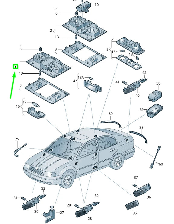 NEW VOLKSWAGEN ARTEON 3H7 FRONT INTERIOR READING LIGHTING 5TA947105AQAW