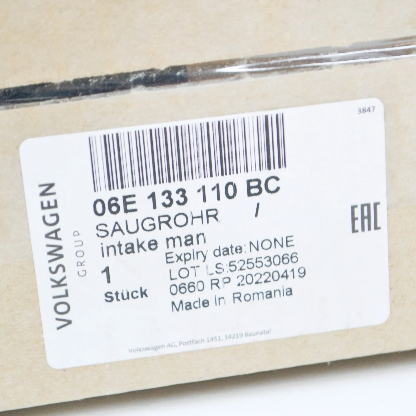 NEW AUDI A4 B8 RIGHT INTAKE MANIFOLD LOWER PART 06E133110BC ORIGINAL