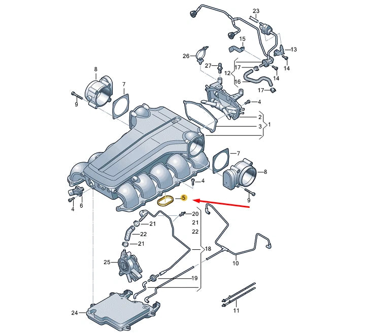 NEW AUDI RS6 C6 INTAKE MANIFOLD UPPER SEAL SET 07L198717 ORIGINAL