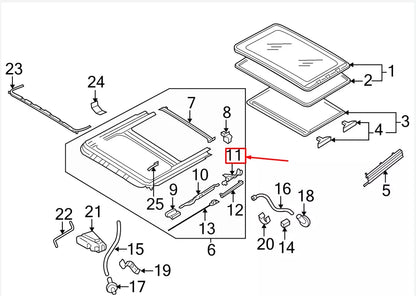 NEW VW PASSAT B6 3C REAR LEFT SUNROOF CABLE GUIDE 5M0877481A ORIGINAL