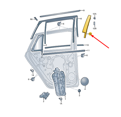 new skoda enyaq iv rear left door b-pillar trim 5la839901 original