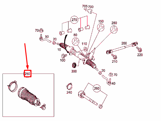 new mercedes-benz ml w164 steering rack boot kit a1644600096 original