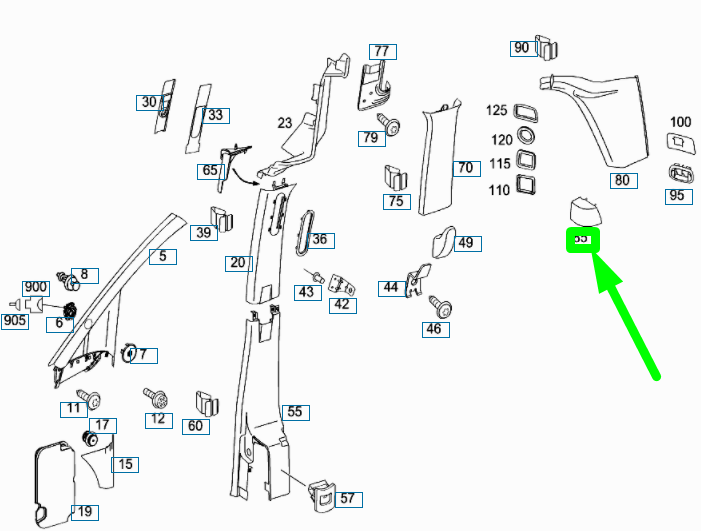 NEW MERCEDES-BENZ VITO W639 LEFT D-PILLAR COVER A63963101087D43 ORIGINAL