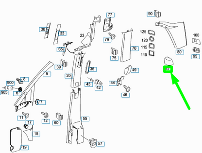 NEW MERCEDES-BENZ VITO W639 LEFT D-PILLAR COVER A63963101087D43 ORIGINAL