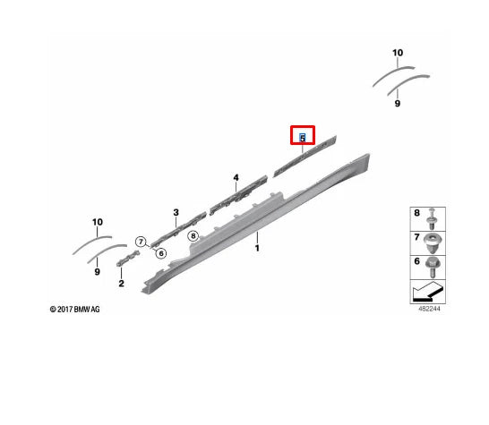 NEW BMW 4 COUPE M F82 REAR RIGHT SIDE SIDESKIRT HOLDER 51778054322 ORIGINAL