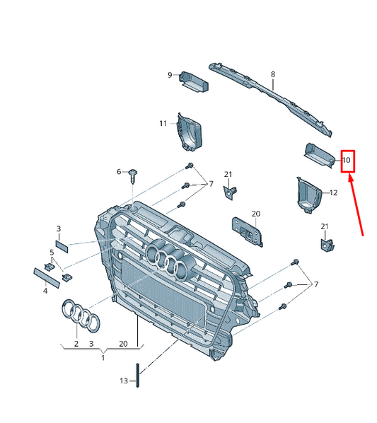 new audi a3 sportback 8v right upper radiator grille cover 8v5853268 original