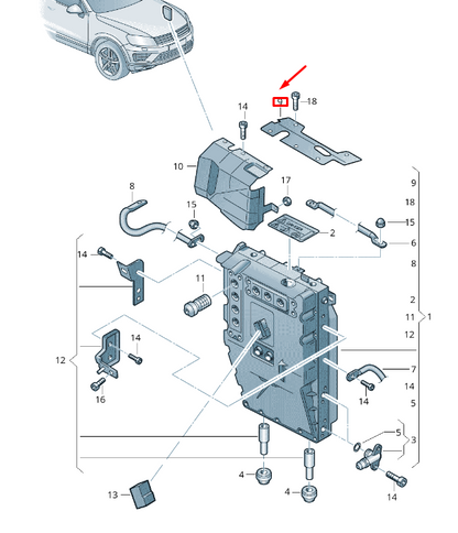 NEW VW TOUAREG 7P TRACTION INVERTER PROTECTIVE PLATE SUPPORT 7P0972672A ORIGINAL