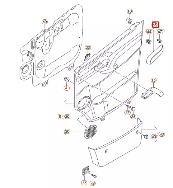 NEW VOLKSWAGEN CRAFTER RIGHT DOOR ARMREST RETROFIT KIT 2E0867166A