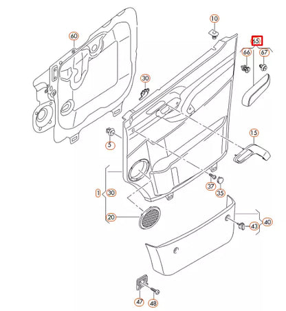 NEW VOLKSWAGEN CRAFTER RIGHT DOOR ARMREST RETROFIT KIT 2E0867166A