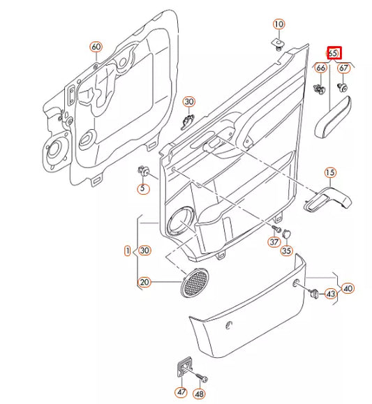 NEW VOLKSWAGEN CRAFTER RIGHT DOOR ARMREST RETROFIT KIT 2E0867166A