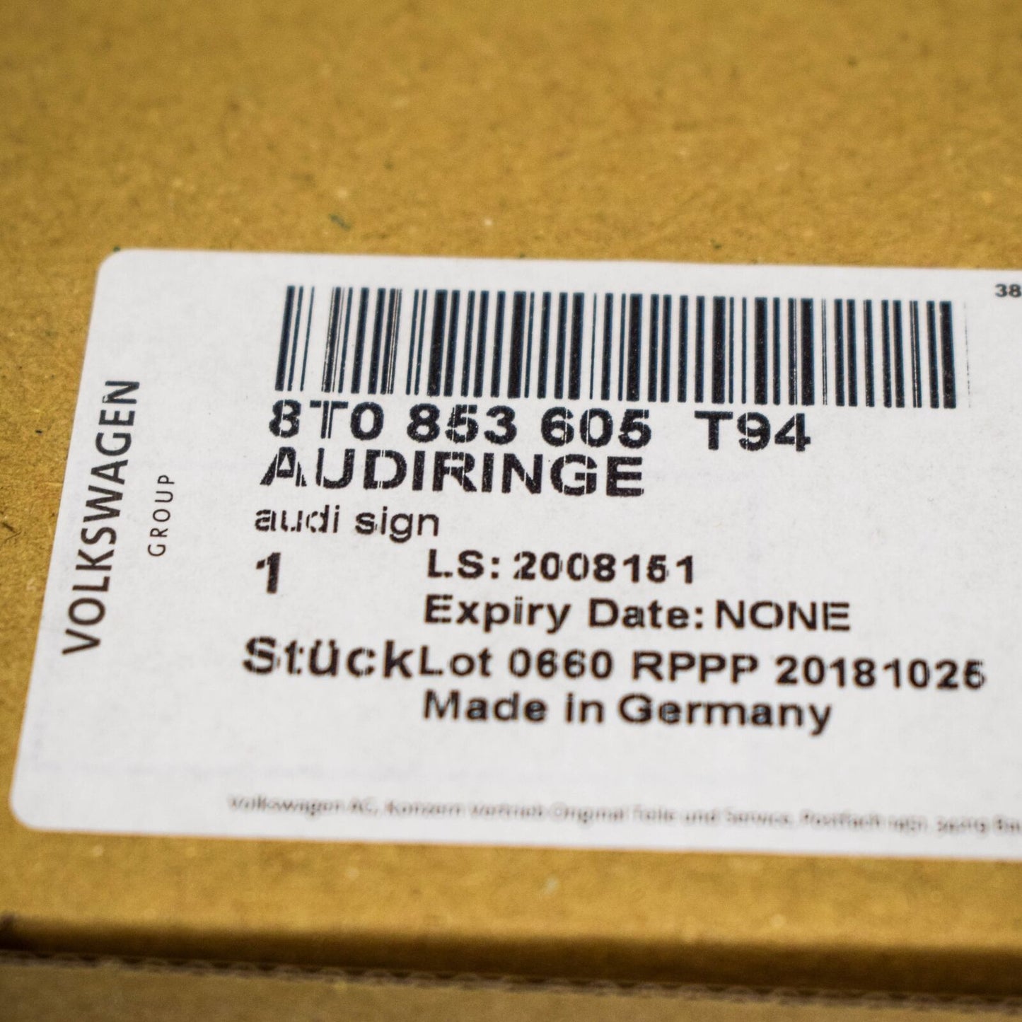 NEW AUDI A3 FRONT GRILLE EMBLEM 8T0853605T94 ORIGINAL