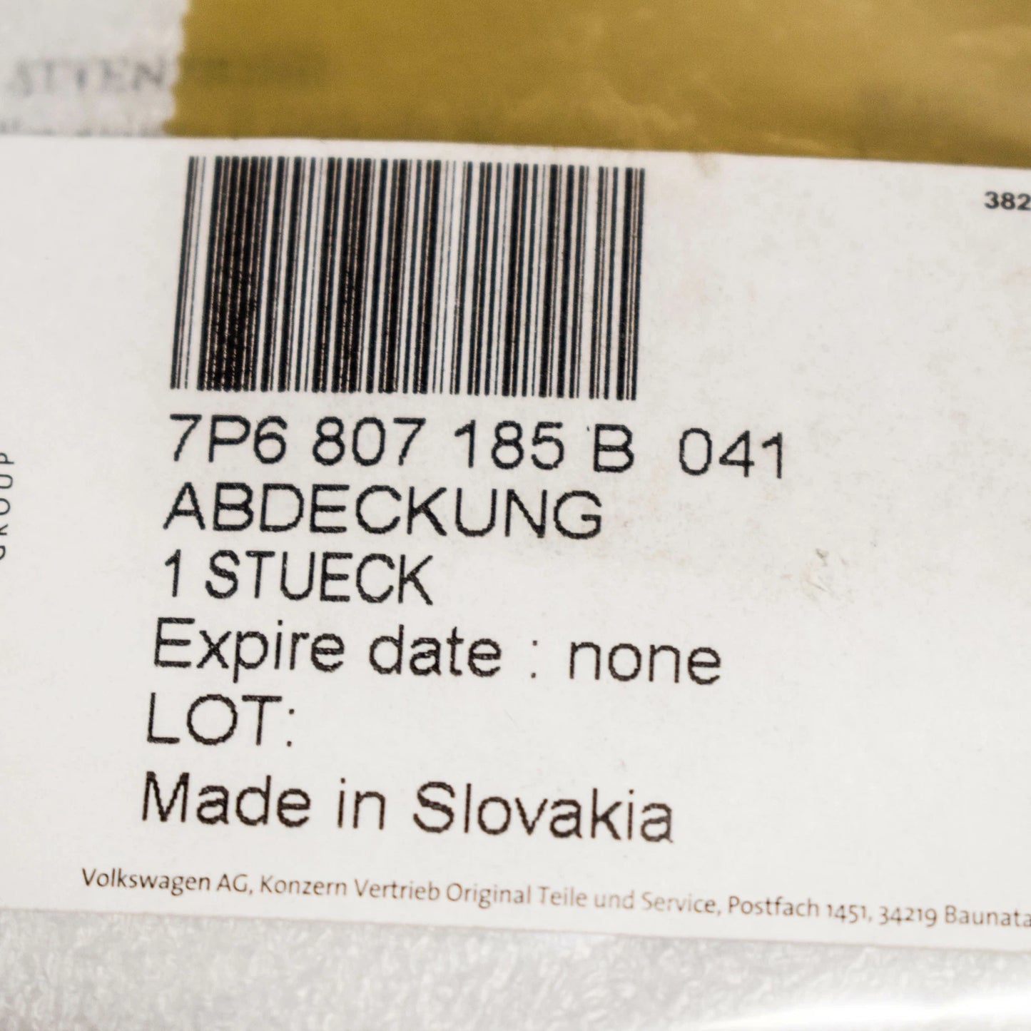 NEW VW TOUAREG 7P FRONT LEFT TOW HOOK EYE CAP COVER 7P6807185B041 ORIGINAL