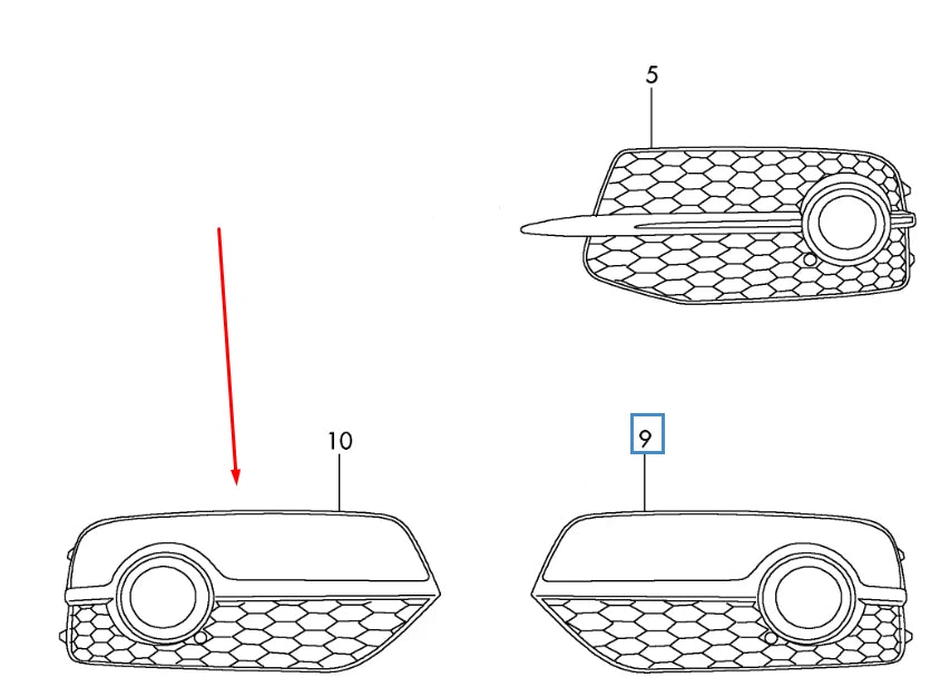 NEW AUDI Q3 8U FRONT BUMPER RIGHT FOG LIGHT GRILLE 8U0807682ESP9