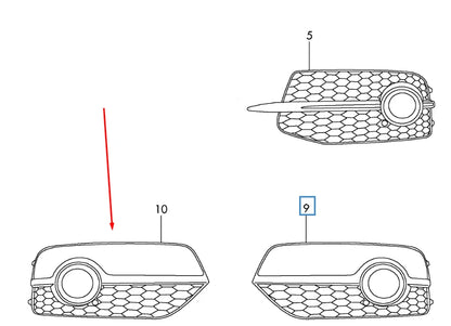 NEW AUDI Q3 8U FRONT BUMPER RIGHT FOG LIGHT GRILLE 8U0807682ESP9
