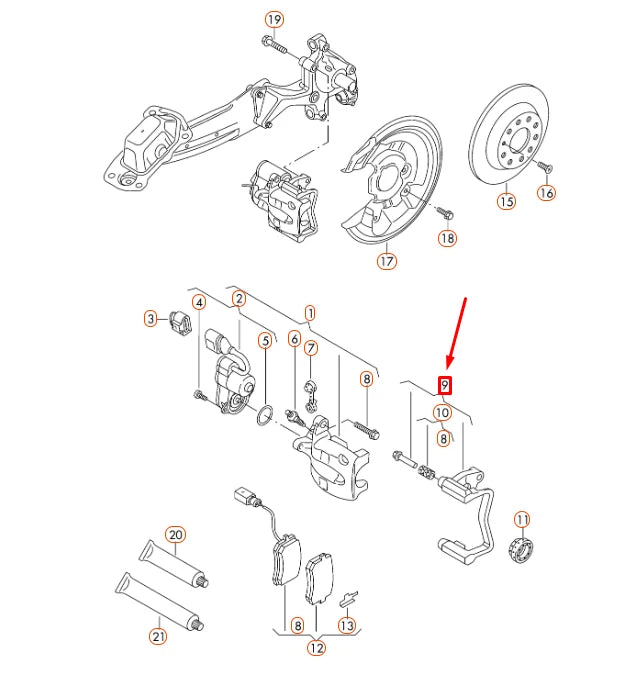 NEW VOLKSWAGEN CC REAR LEFT BRAKE CALIPER CARRIER 3AA615425B ORIGINAL