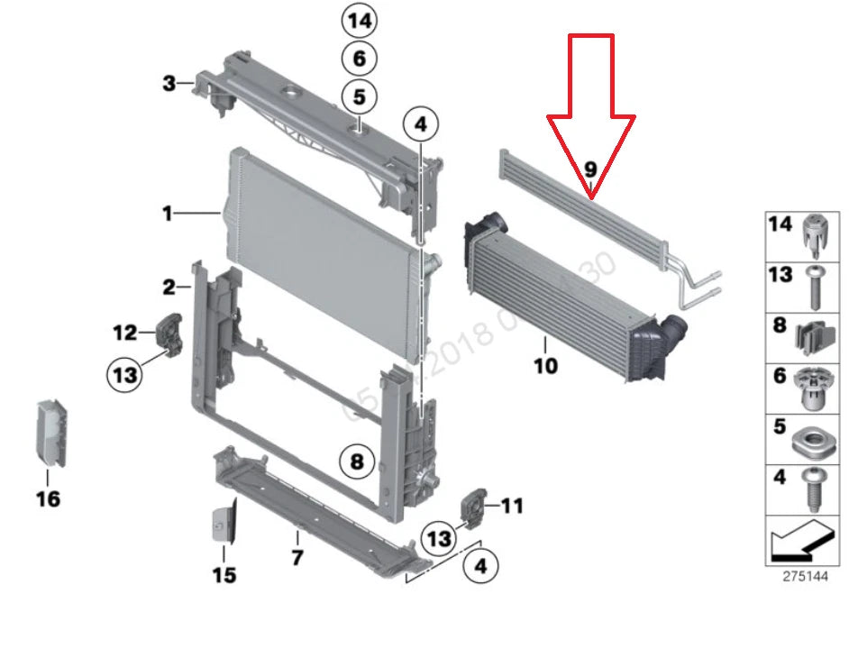 NEW BMW 5 F10 POWER STEERING RADIATOR 7570100 17117570100 2015 ORIGINAL