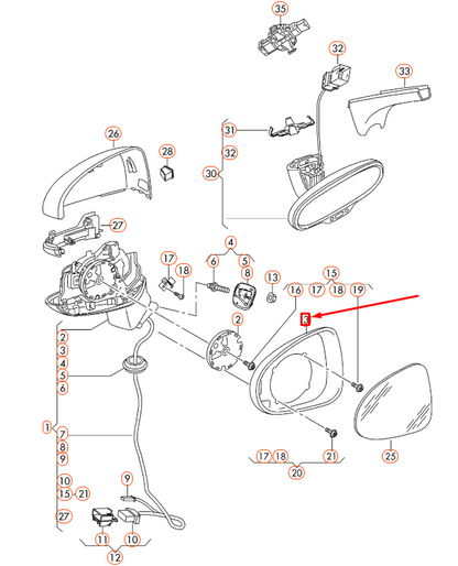 NEW AUDI A3 8V FRONT LEFT DOOR EXTERIOR MIRROR FRAME 8V08572399B9 ORIGINAL
