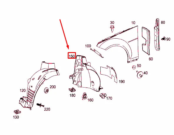 NEW MB C W204 FRONT RIGHT WHEELHOUSE COVER REAR PART A2046905030 ORIGINAL