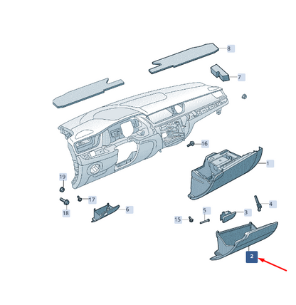 new skoda superb mk3 glove compartment lid lhd 3v1857121dne5 original