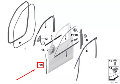 NEW BMW X6G06 FRONT LEFT DOOR A-PILLAR CAULKING 51769465617 9465617 ORIGINAL