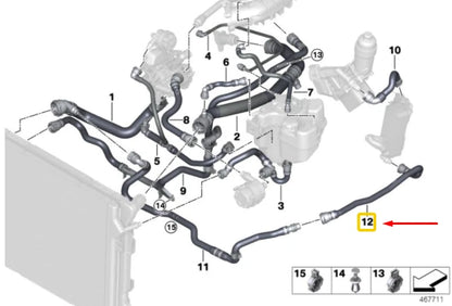NEW BMW 1 F21 ENGINE COOLANT SYSTEM HOSE 17128673993 ORIGINAL