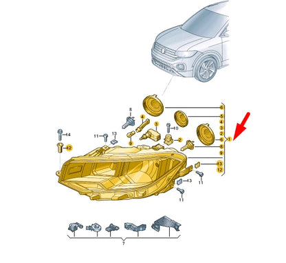 NEW VW T-CROSS C11 FRONT RIGHT HALOGEN TWIN HEADLIGHT LHD 2GM941006A ORIGINAL