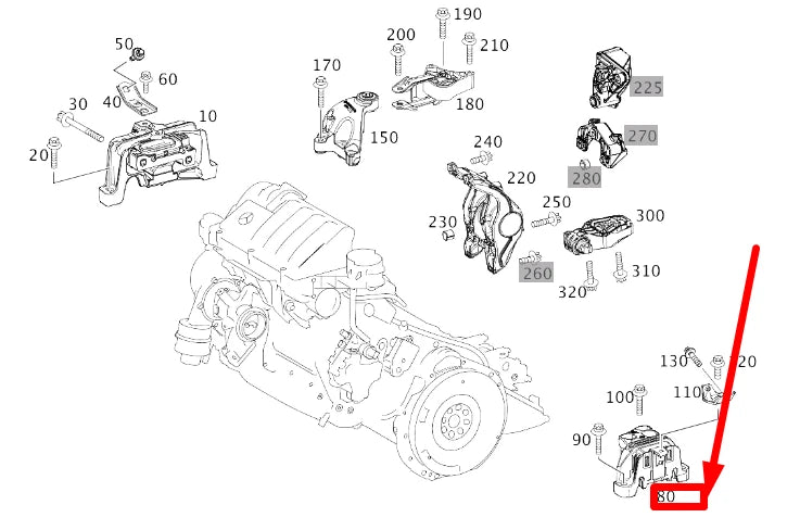 NEW MB CLA C117 LEFT SIDE MEMBER TRANSMISSION BEARING A2462400217 ORIGINAL