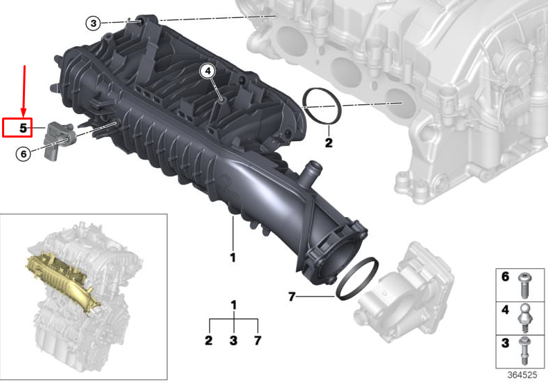 new mini cooper f56 t-map sensor 13628637898 8637898 original