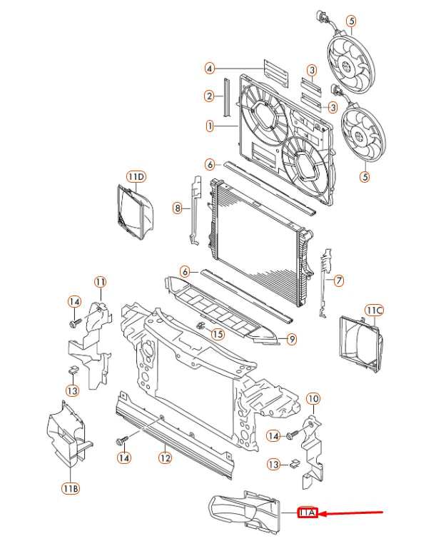 NEW AUDI Q7 4L LEFT RADIATOR AIR GUIDE 4L0117335F