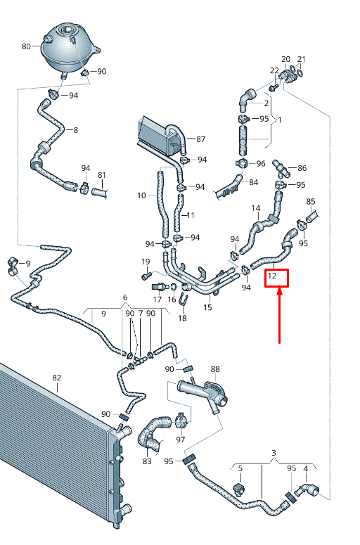 new audi a1 8x engine coolant hose 6r0121056a original