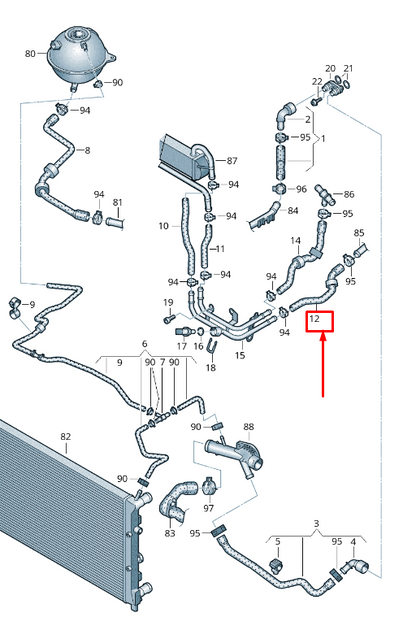 new audi a1 8x engine coolant hose 6r0121056a original
