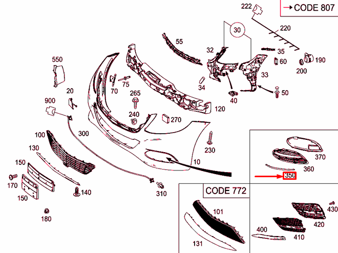 NEW MERCEDES-BENZ S W222 FRONT BUMPER LEFT TRIM STRIP A2228851321 ORIGINAL