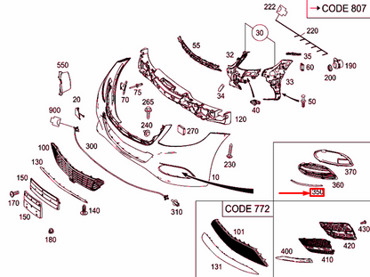 NEW MERCEDES-BENZ S W222 FRONT BUMPER LEFT TRIM STRIP A2228851321 ORIGINAL