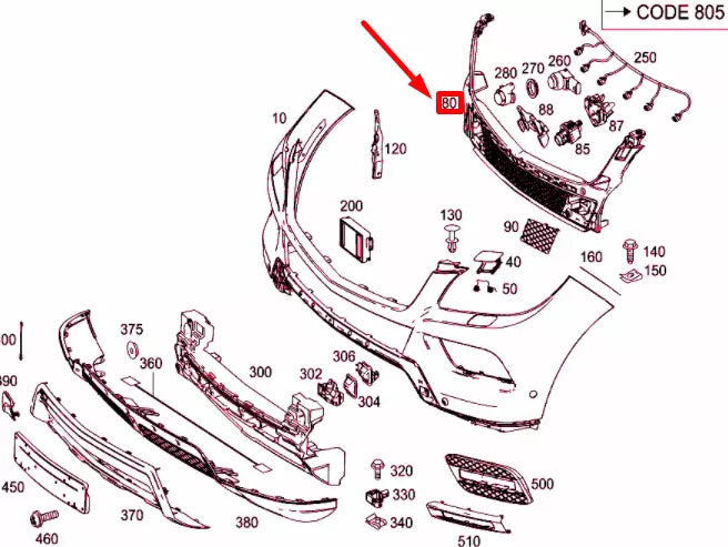 NEW MB GLE W166 FRONT BUMPER CENTRAL BASIC MOUNTING A1668851265 ORIGINAL