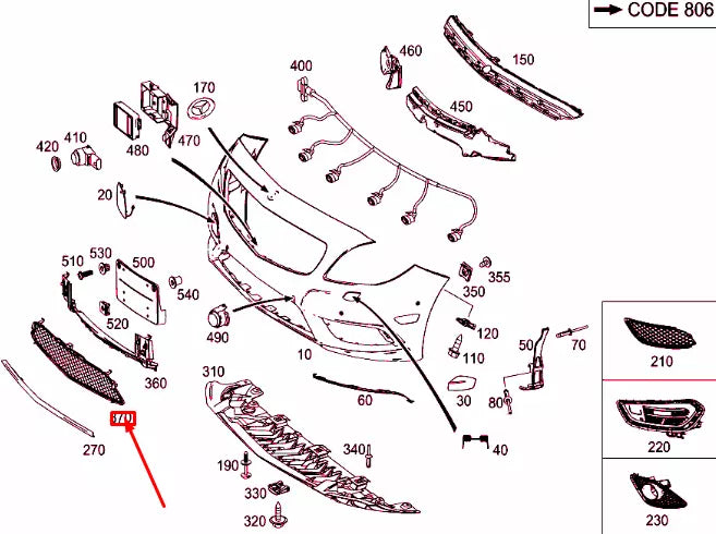 NEW MERCEDES-BENZ CLA COUPE C117 FRONT BUMPER LOWER GRILLE A1178801500 ORIGINAL
