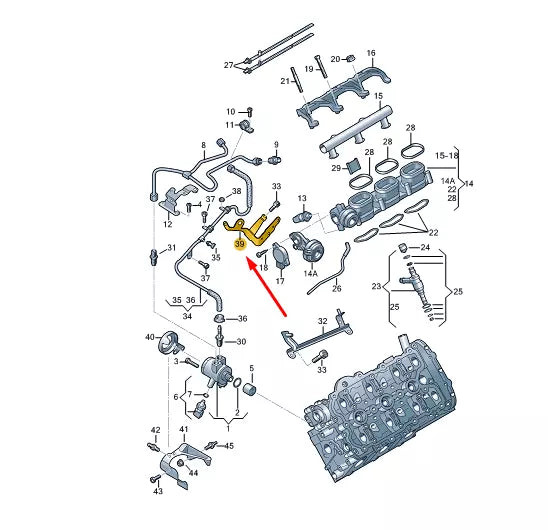 NEW VW TOUAREG 7P MK2 FUEL PIPE BRACKET 06E127233Q