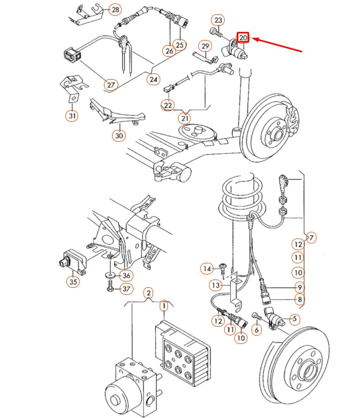 NEW AUDI TT 8N REAR ABS WHEEL SPEED SENSOR 1J0927807B ORIGINAL