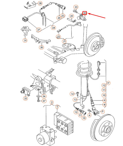 NEW AUDI TT 8N REAR ABS WHEEL SPEED SENSOR 1J0927807B ORIGINAL