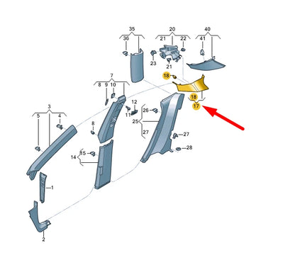 NEW VW ARTEON 3H7 RIGHT SIDE C-PILLAR TRIM 3G886724282V ORIGINAL