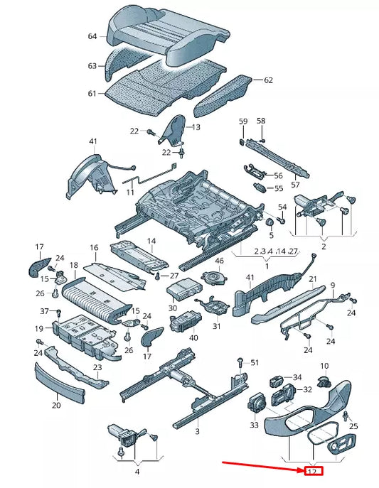 NEW AUDI E-TRON GEN FRONT RIGHT OUTER SEAT FRAME TRIM 4KE881326A4PK
