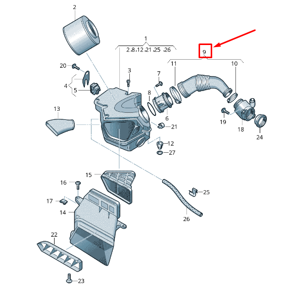 new audi a4 avant b8 engine air intake hose 059129615f original