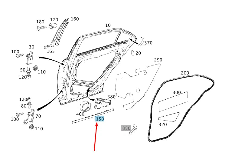NEW MB E W212 REAR RIGHT DOOR BOTTOM DEFLECTOR STRIP A2126903882 ORIGINAL