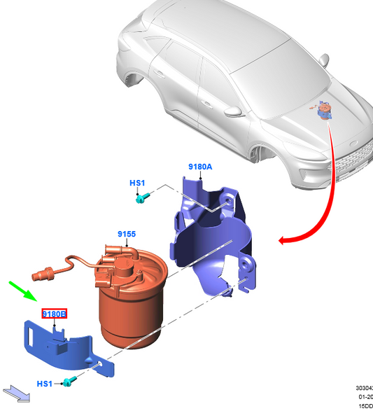 new ford kuga mk3 fuel filter bracket 2263382 jx61-9n101-bd original