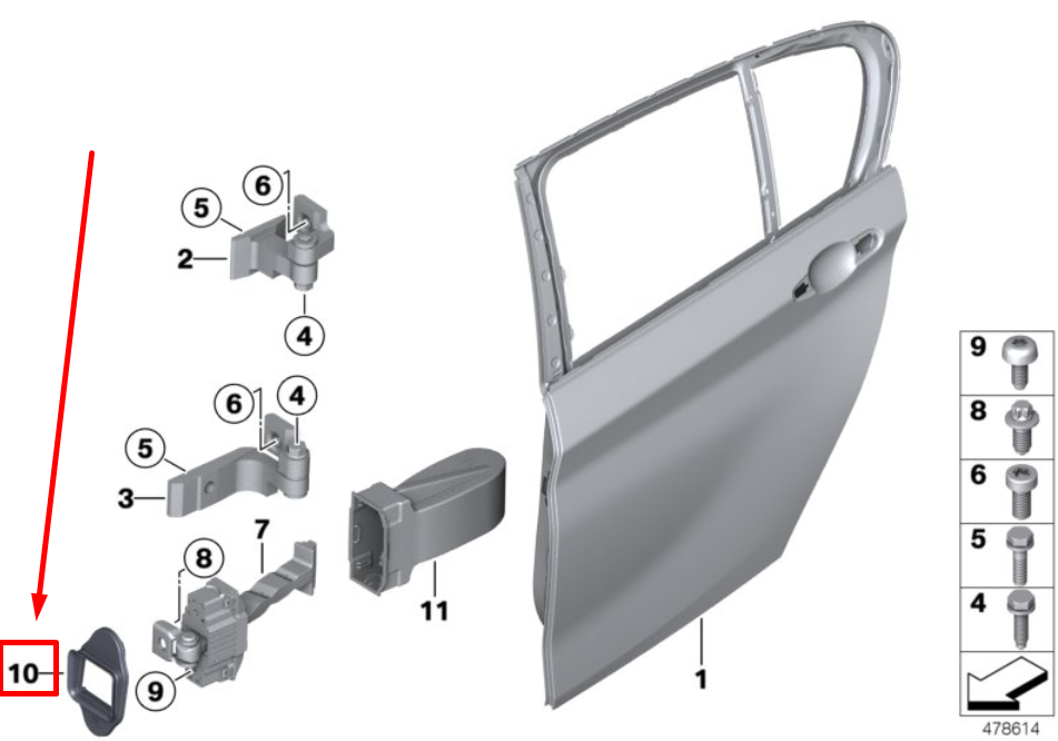 new bmw 3 f30, f80 rear right door brake gasket 51767263990 7263990 original