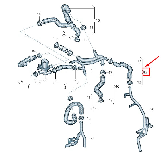 NEW VW TRANSPORTER VI T6 COOLANT HOSE 7E0121157AG