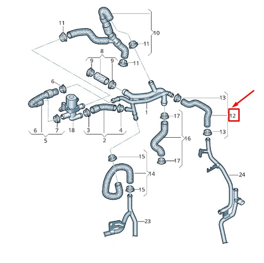 NEW VW TRANSPORTER VI T6 COOLANT HOSE 7E0121157AG