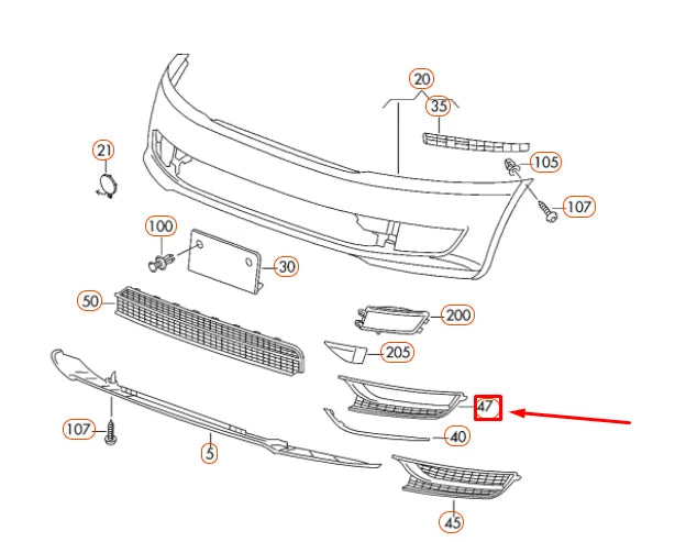 NEW VOLKSWAGEN PASSAT B8 FRONT BUMPER RIGHT FOG LAMP COVER 561853666A9B9