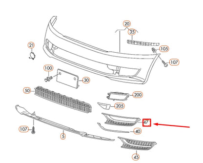 NEW VOLKSWAGEN PASSAT B8 FRONT BUMPER RIGHT FOG LAMP COVER 561853666A9B9